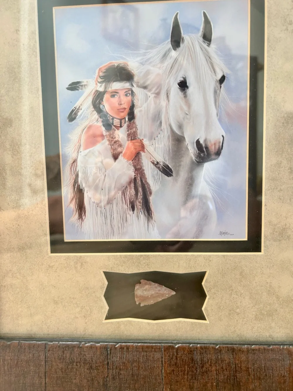 Maija “Blue Velvet” Framed 1995 Print W/Arrowhead Native American Art 13x15”